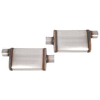 Set of 2 Universal 3" Offset In Center Out Mufflers Stainless Steel