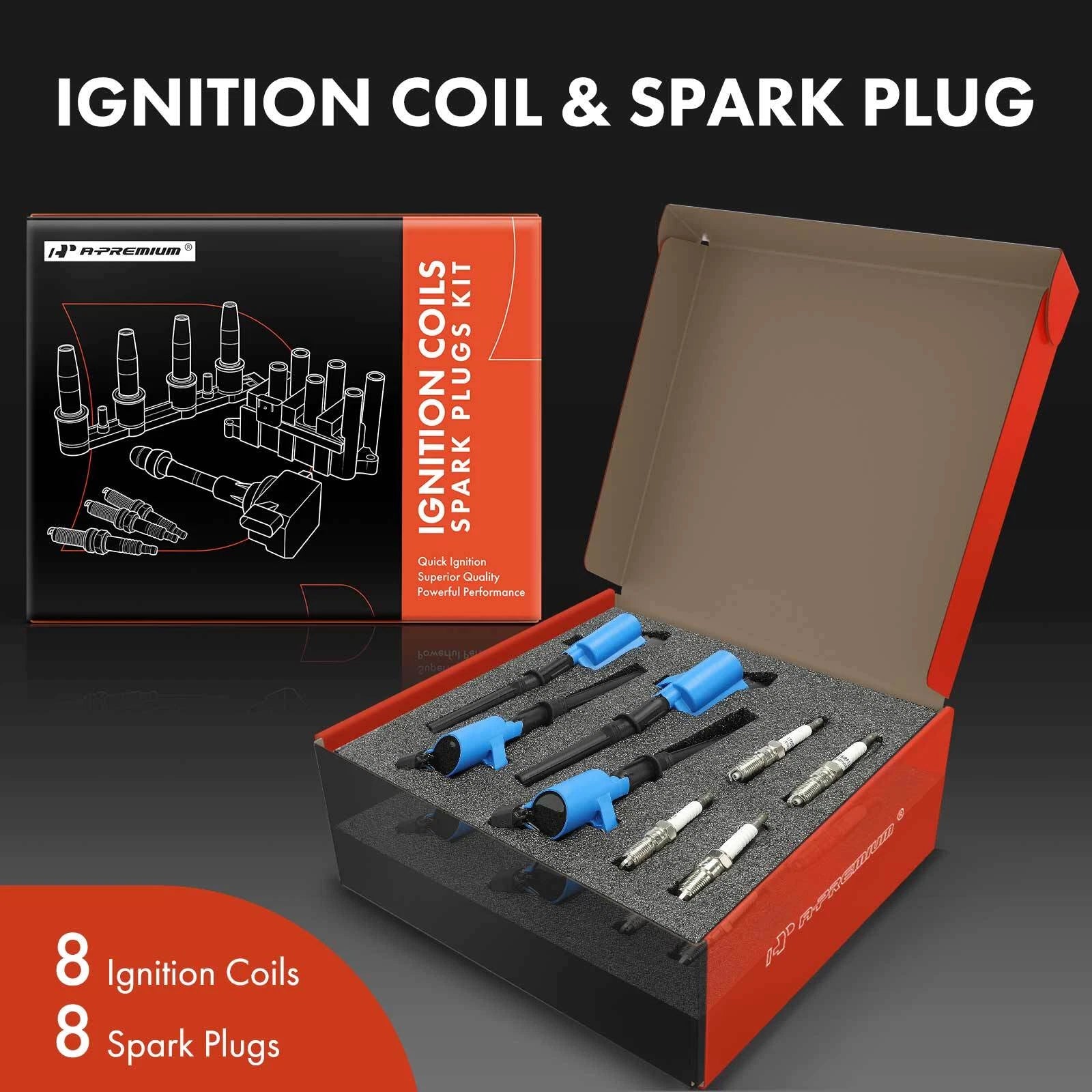 Set of 8 Ignition Coils & Iridium Spark Plugs for Ford F-150 (2001–2008)