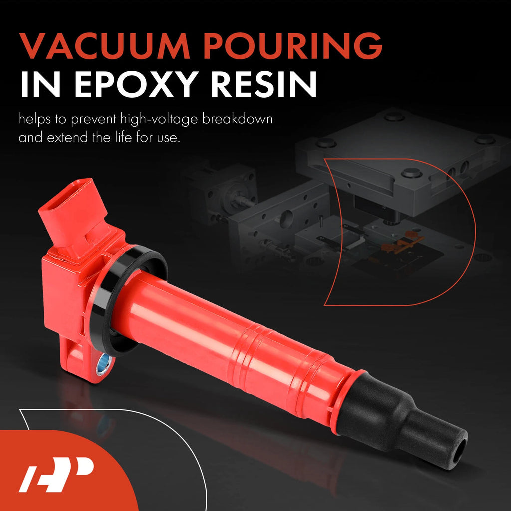 4x Red Ignition Coil for Toyota Camry Corolla Tacoma 4Runner (2012–2018)