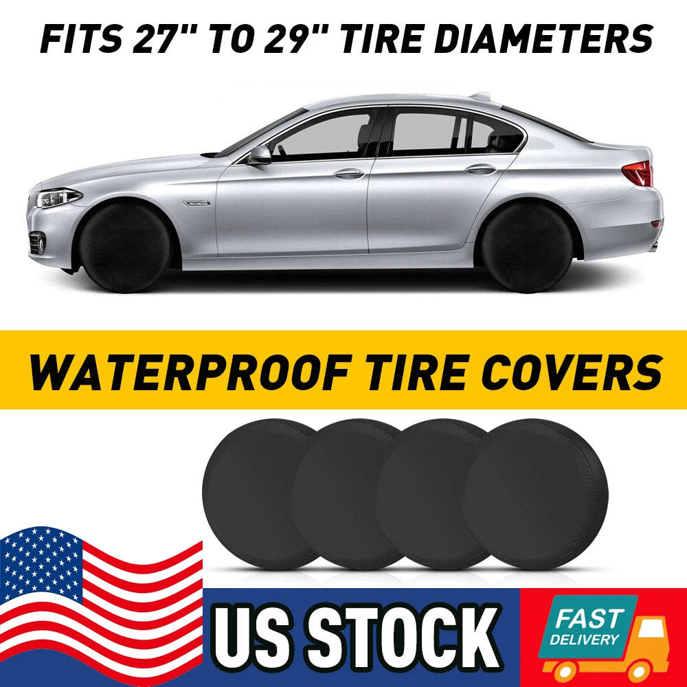 Set of 4 Waterproof Tire Covers for RV Trailer Camper (27"-29")
