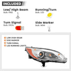 LED DRL Chrome Halogen Projector Headlight Right for Chrysler 200 (2011–2014)