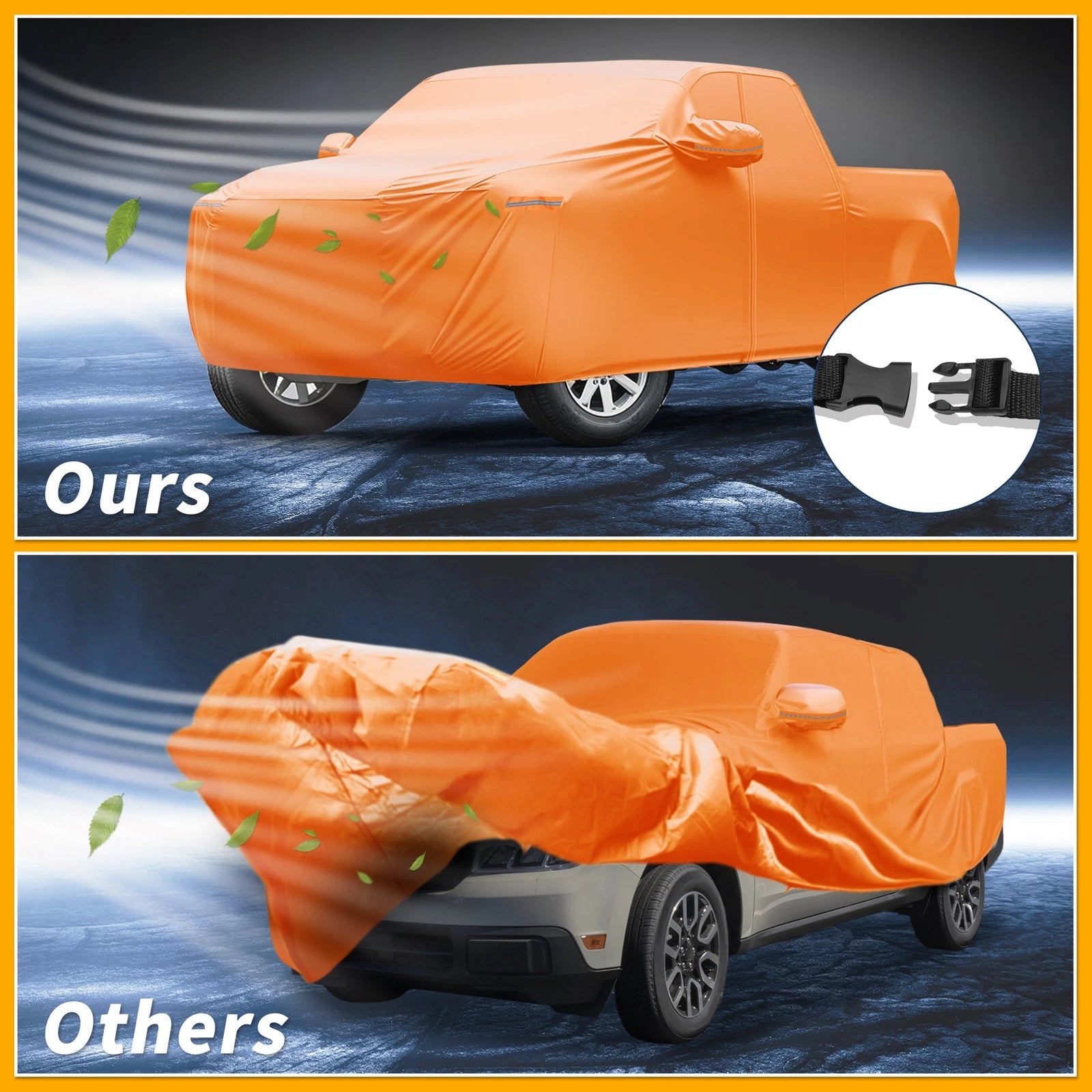 Waterproof Car Cover for Ford Maverick (2022–2023) - Orange Cotton, Zipper