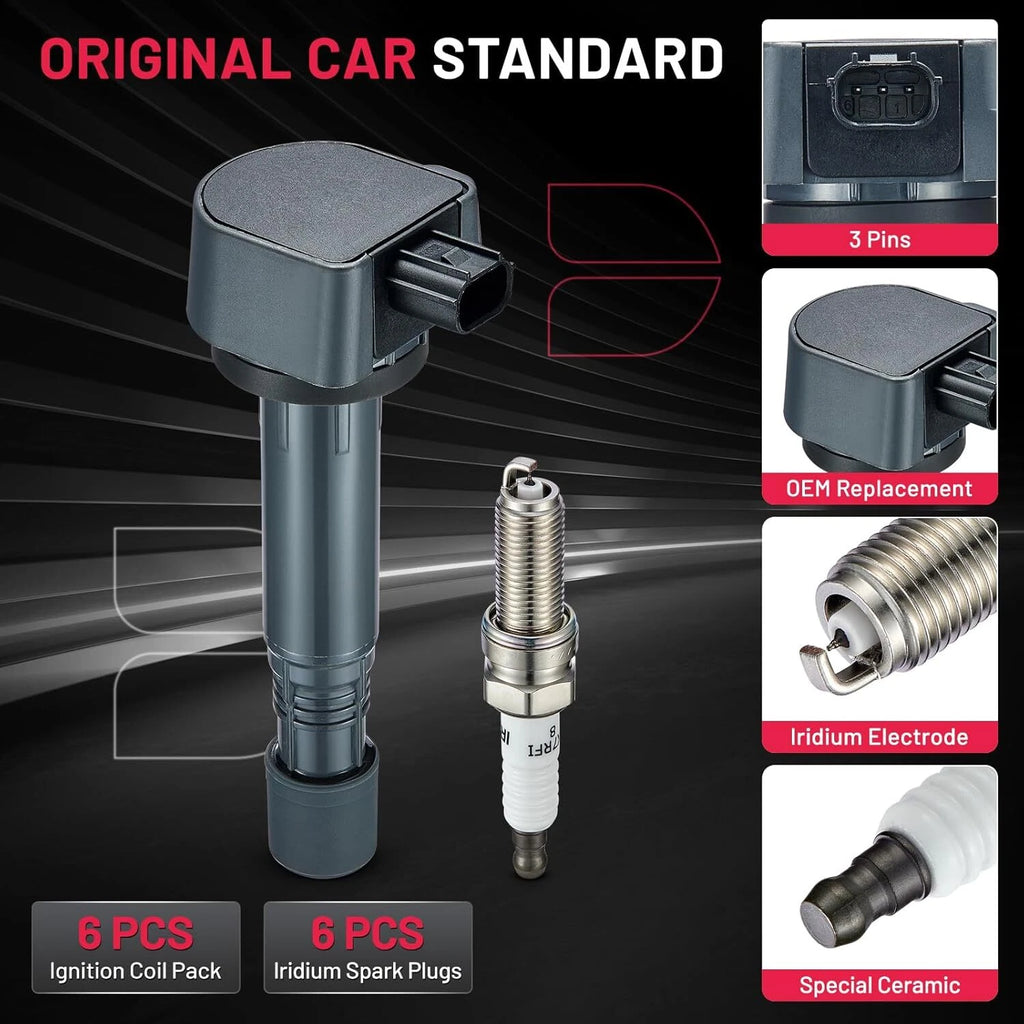 Ignition Coil Pack & Iridium Spark Plugs for Honda Acura (2009–2015)