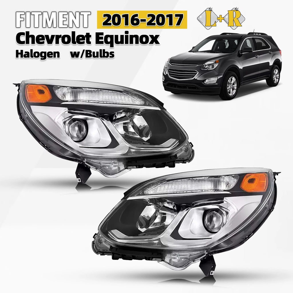 Halogen Headlight Set for Chevrolet Equinox (2016–2017) w/Bulb Left+Right