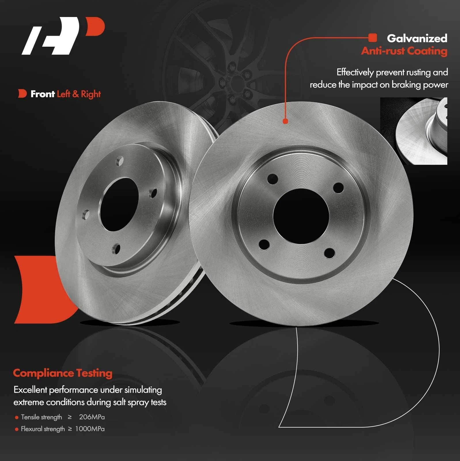 2X Front Disc Brake Rotors for Nissan Sentra (2007-2012) Cube (2009-2014) Versa