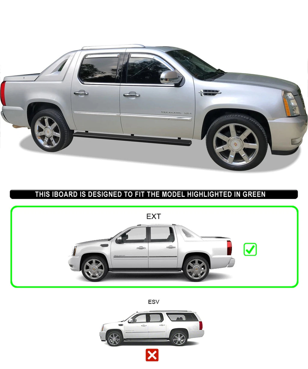 5-Inch Matte Black Running Boards for Cadillac Escalade EXT (2002-2013)