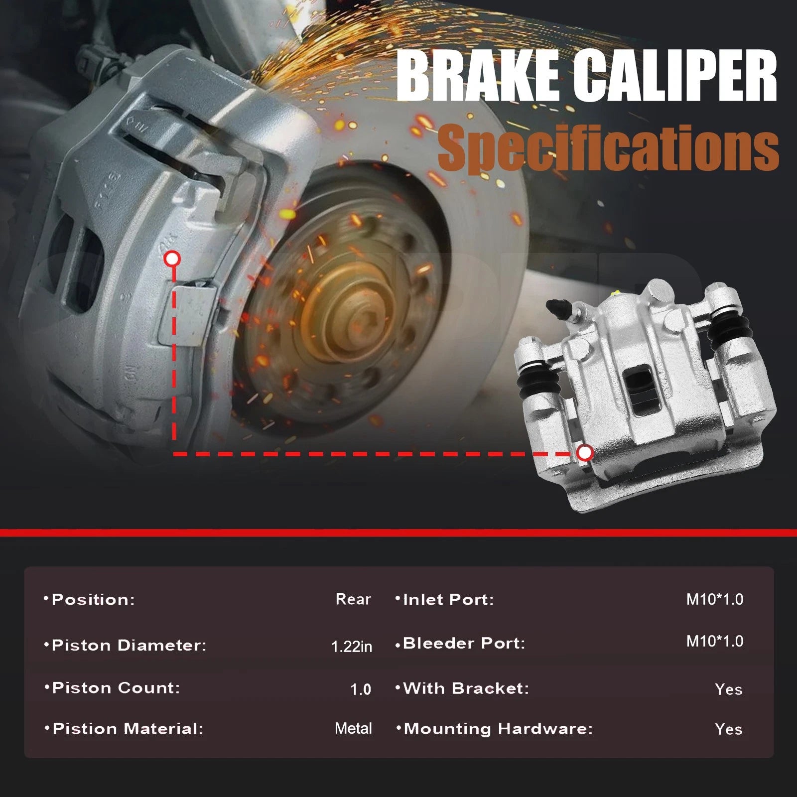 2 Rear Disc Brake Caliper with Bracket for Hyundai Accent Kia Rio (2006–2007)