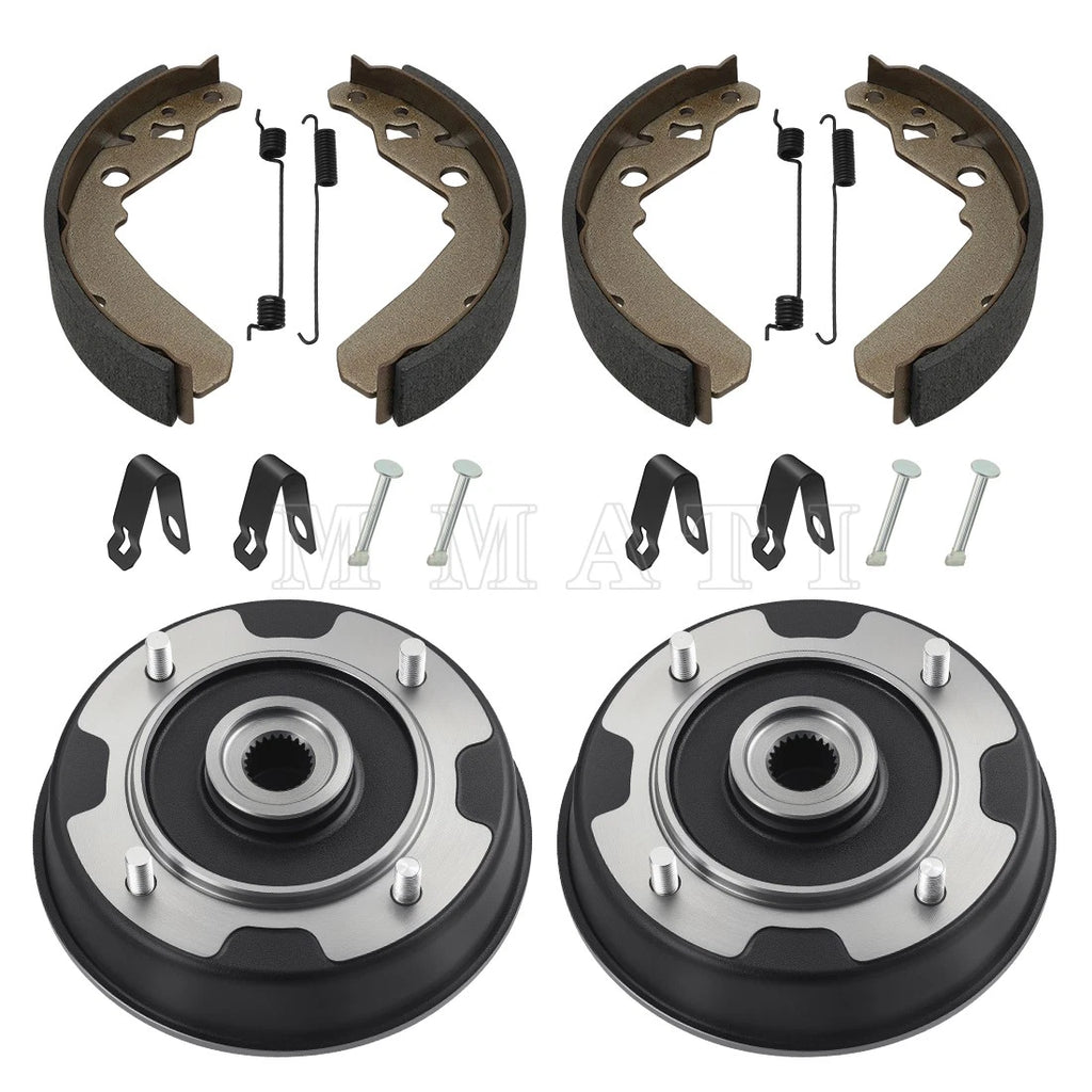 2X Rear Wheel Brake Drum Hub & Brake Shoes for Kawasaki KAF300 Mule (1993–2006)