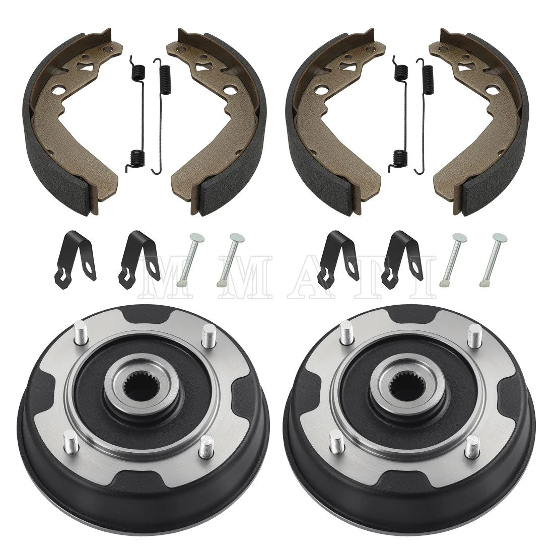 2X Rear Wheel Brake Drum Hub & Brake Shoes for Kawasaki KAF300 Mule (1993–2006)