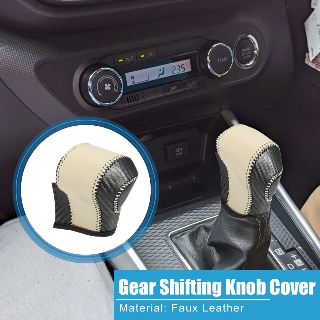Gear Shifting Knob Cover Trim for Toyota (Carbon Fiber, Black Beige)