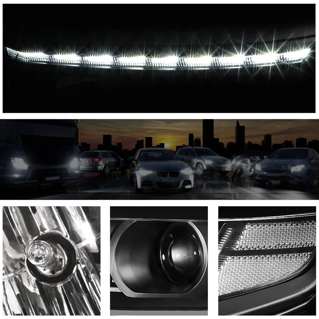 Set of 2 OE Projector Headlights with LED DRL for Chevy Suburban/Tahoe (2015–2020)