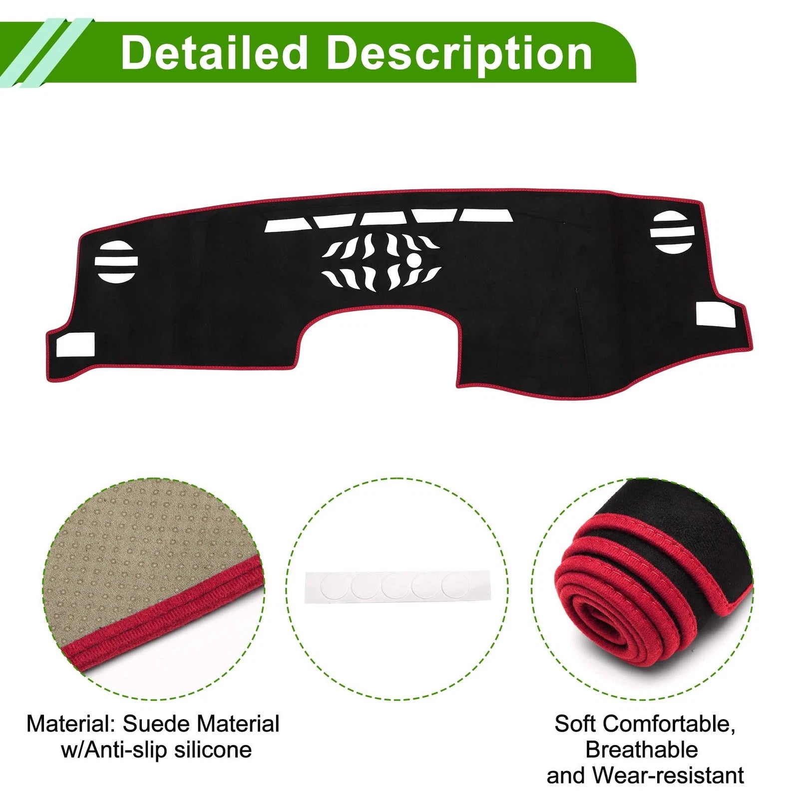 Dashboard Dash Cover Mat for Lexus NX200T/NX300/NX300h (2014–2020) Black Red