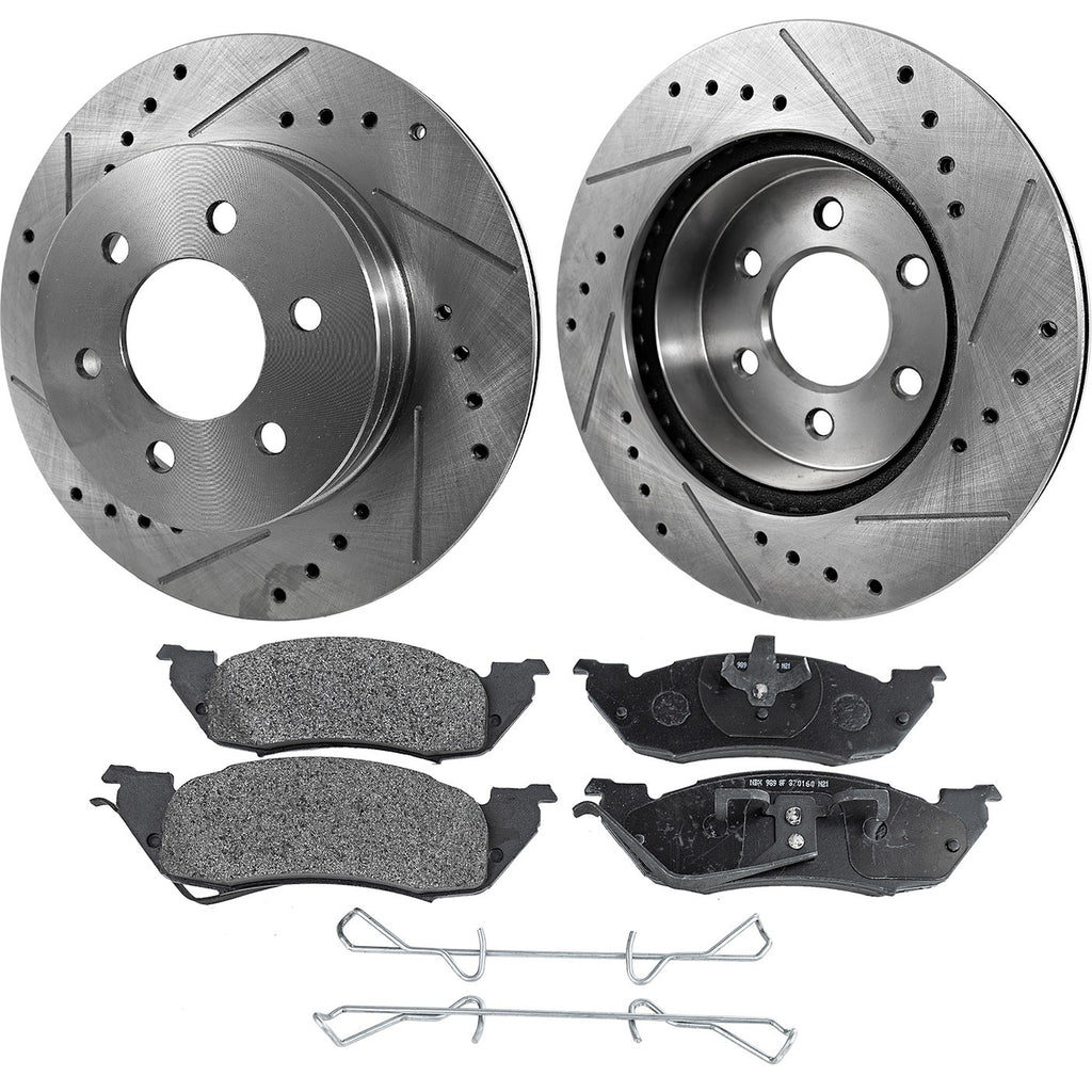 Brake Disc and Pad Kit for Dodge Dakota (1997–1998) Cross-drilled