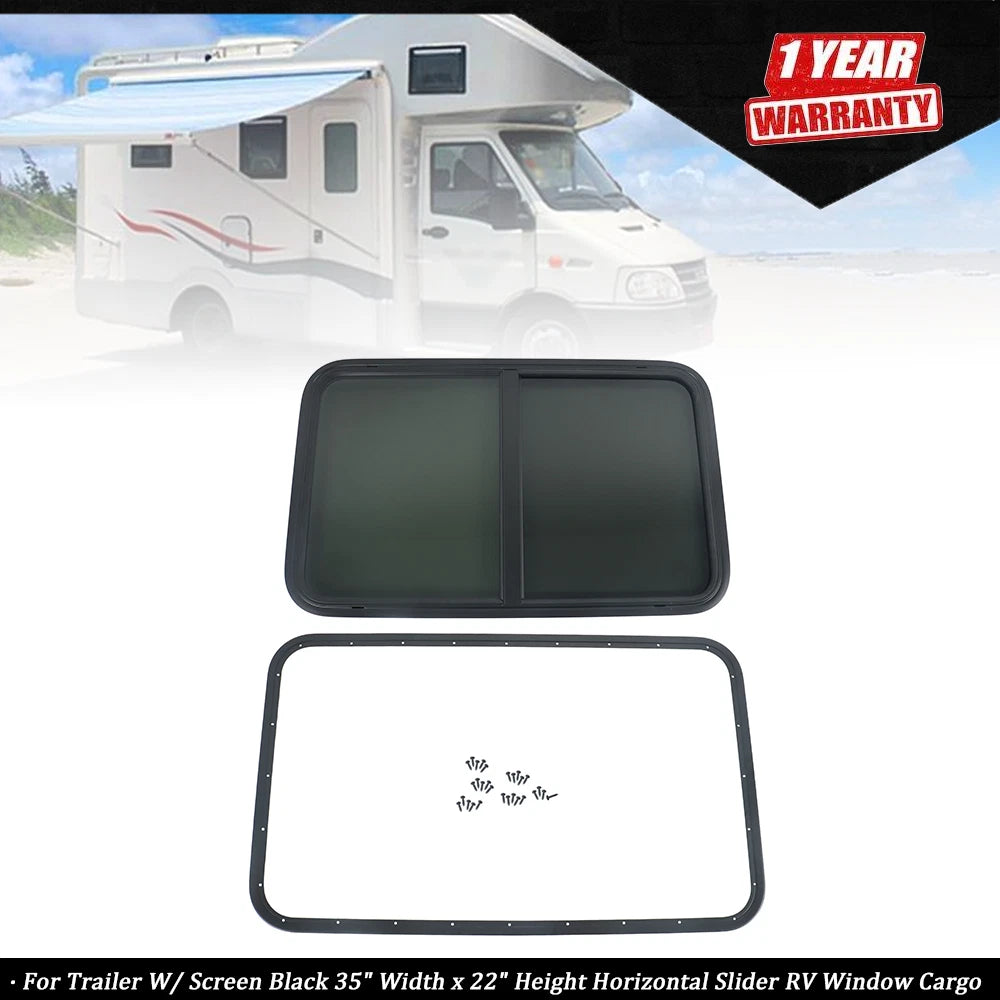 35" x 22" Horizontal Slider Window for RV Cargo Trailer