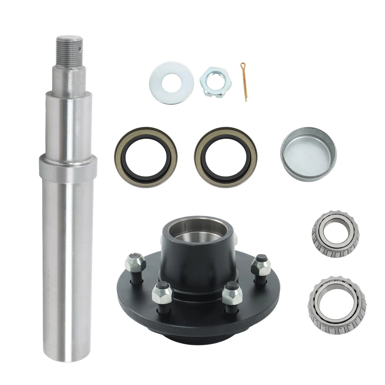 6 on 5.5 Trailer Axle Hub Kit with Circular Spindle Bearing (5200lbs)