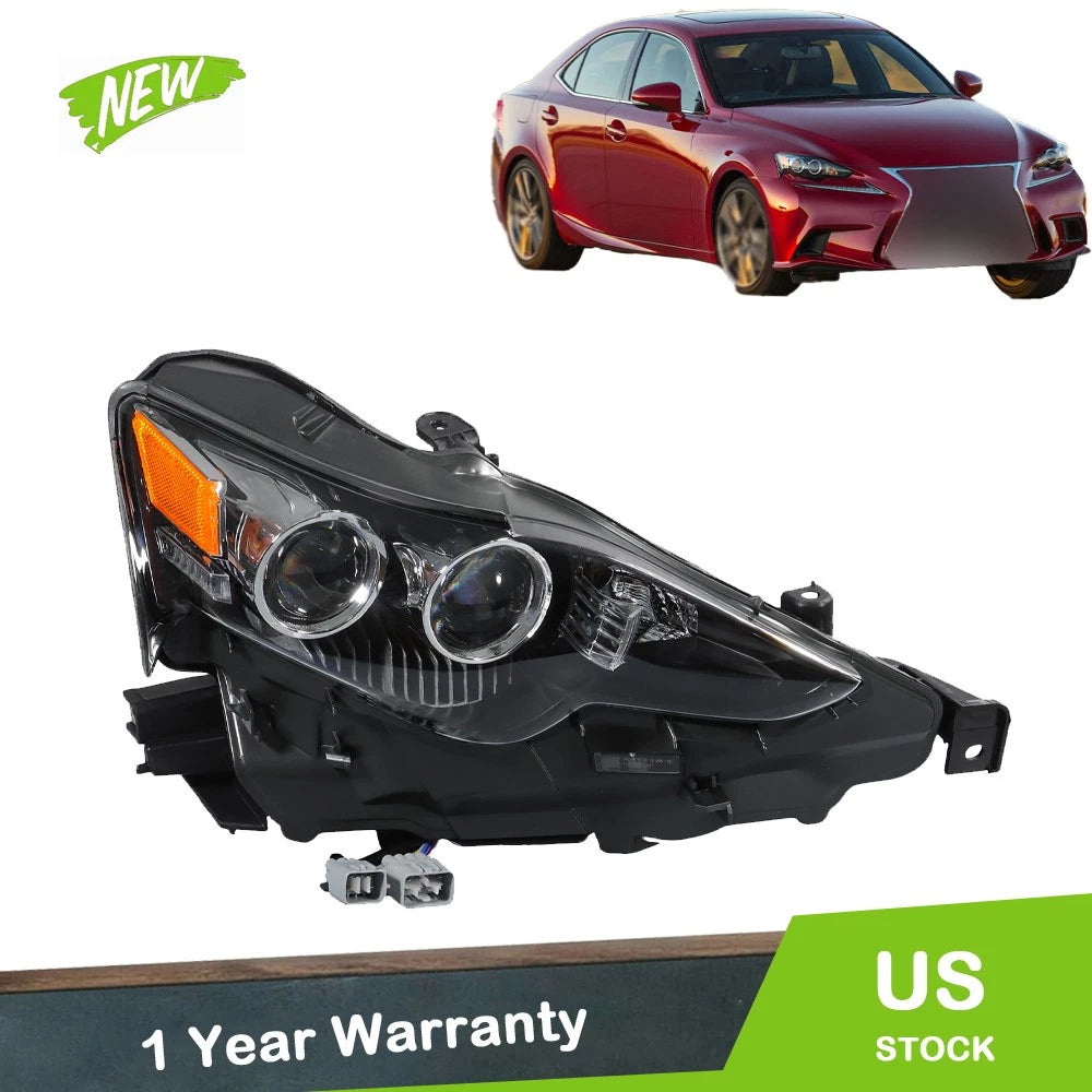 Headlight Passenger Side Clear for Lexus IS250 IS200T IS300 IS350 (2014–2016)
