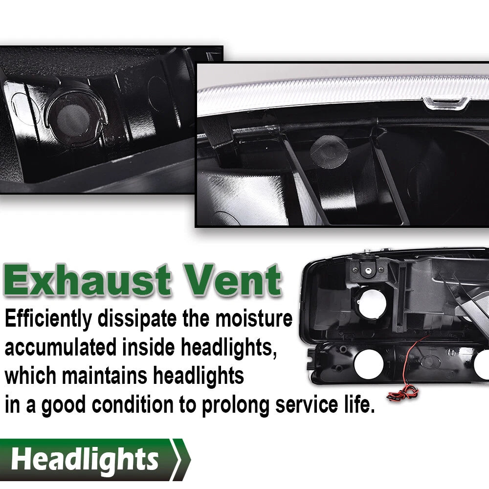 LED DRL Smoke Black Headlights & Bumper Lamps for GMC Sierra/Yukon (1999–2007)