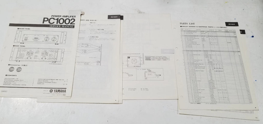 Yamaha PC1002 Power Amp Amplifier Service Manual for Yamaha PC1002