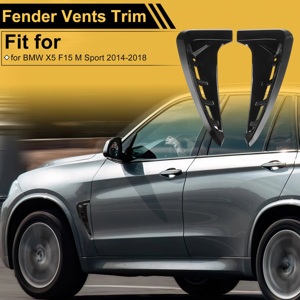 Air Flow Fender Vent Cover Trim for BMW X5 F15 M Sport (2014–2018) 1 Pair Glossy Black