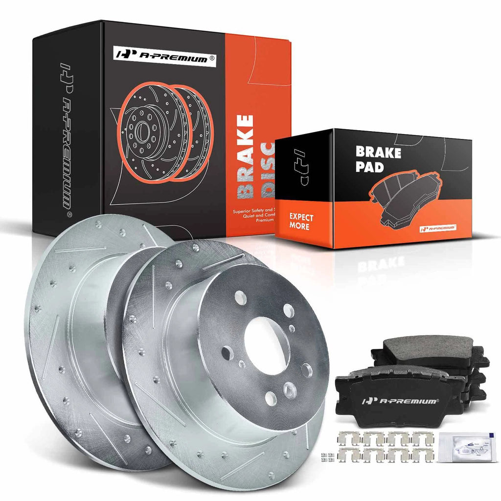 Rear Drilled Brake Rotors & Ceramic Pads for Toyota Camry (2007–2011)