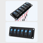 6 Gang Rocker Switch Panel with LED Indicators for Boat Trucks (12V 24V)