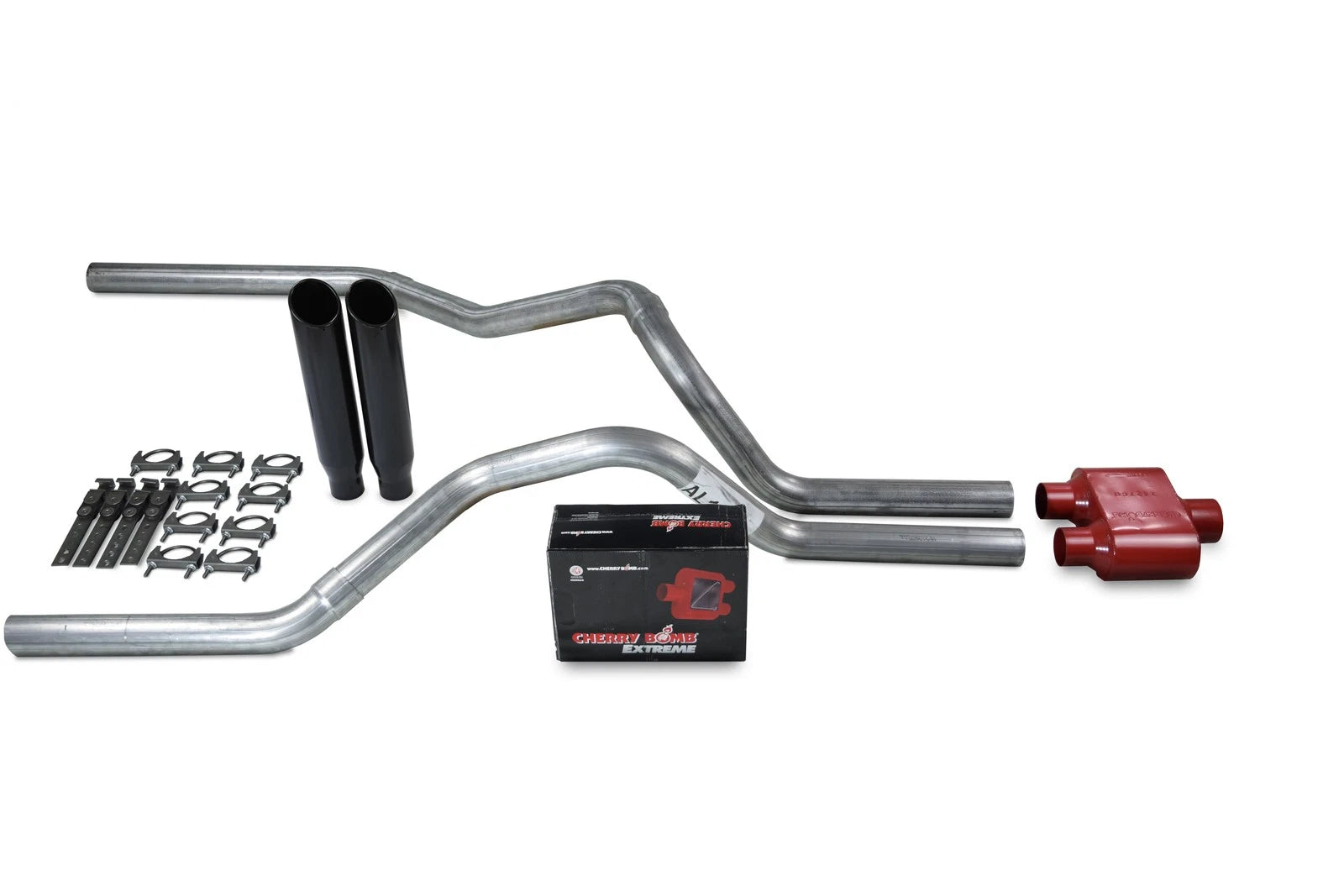 Dual Exhaust Kit for Chevy GMC 1500 Truck (2007–2014) 2.5" Black Tips