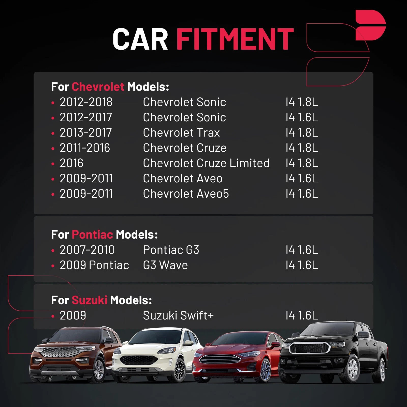 Set of 4 Ignition Coil Pack and Spark Plugs for Chevrolet Cruze Sonic (2012–2015)
