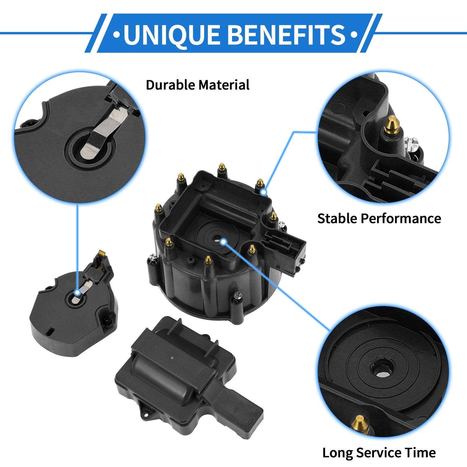 Distributor Cap Kit for Chevy GM SBC BBC 305 327 350 396 (Black)