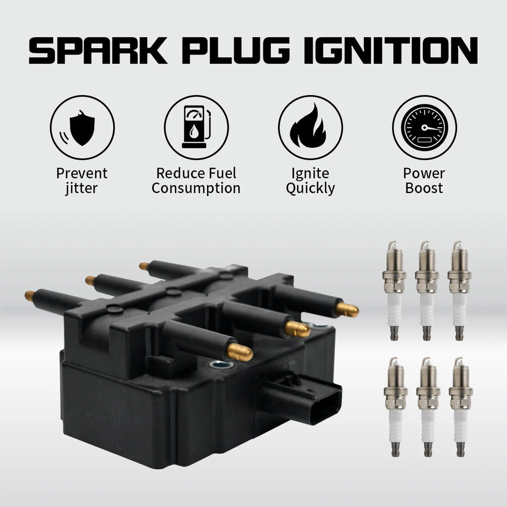 Set of 6 Ignition Coils + Spark Plugs for Jeep Wrangler Chrysler Dodge (OEM)