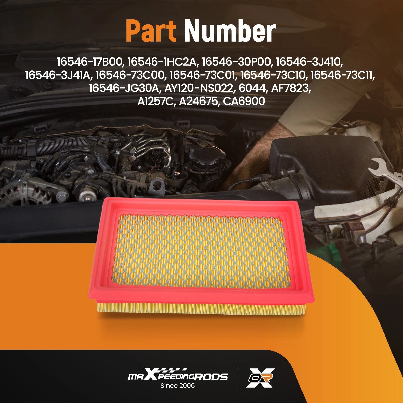 Engine Air Filter for Nissan 300ZX 3.0L (1990–1996) 16546-30P00, CA6900, 16546-73C11