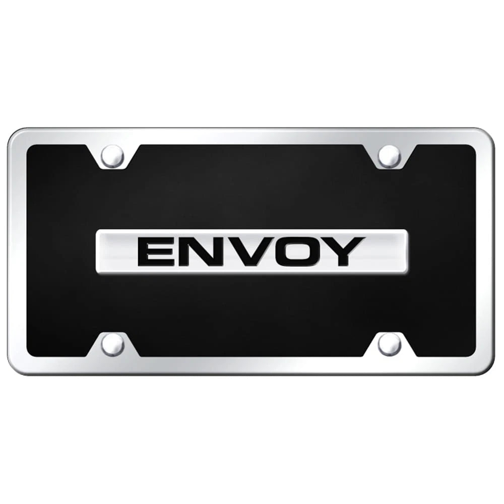 Chrome on Black Acrylic License Plate Kit - Officially Licensed for GMC Envoy