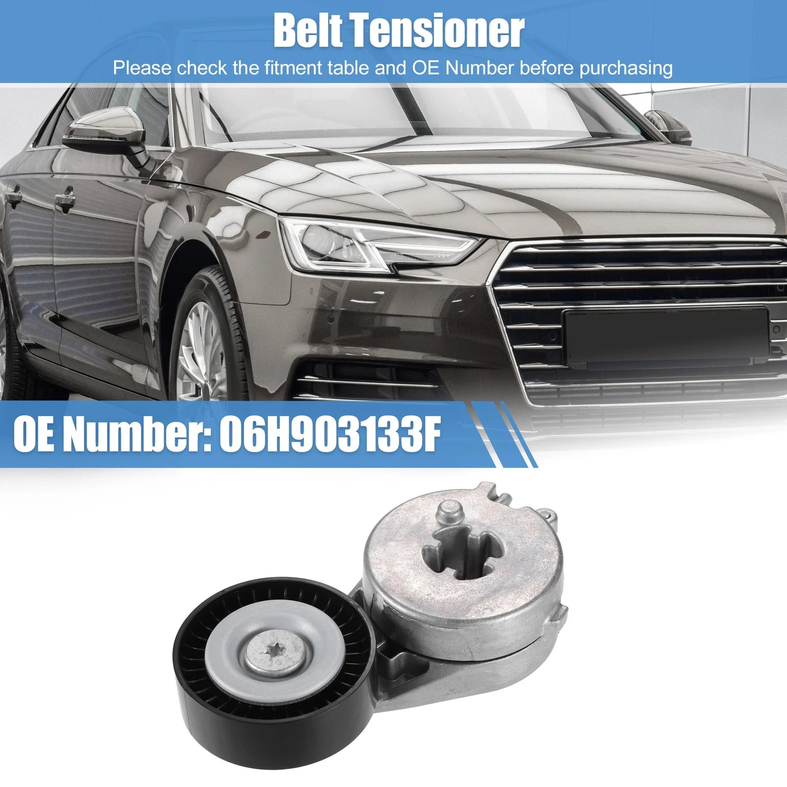 Accessory Drive Belt Tensioner Assembly with Pulley for Audi A4 (2009–2016) 06H903133F