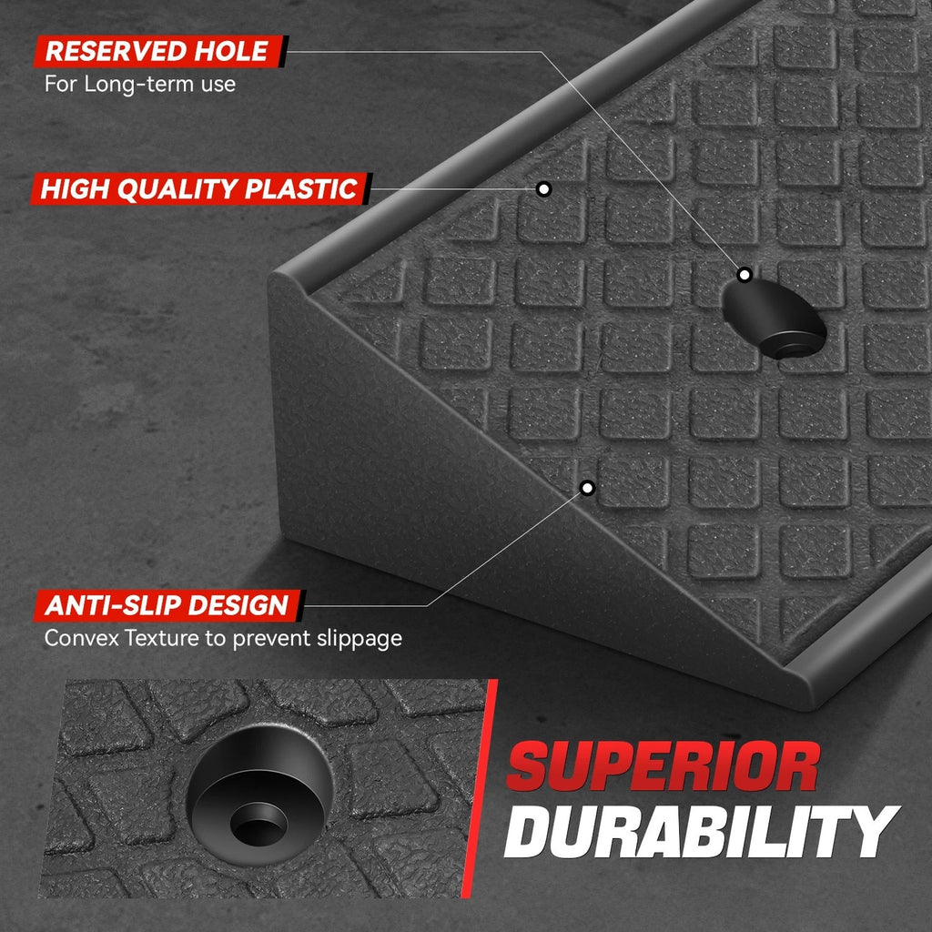 Set of 2 Curb Ramps 38.6"L x 5.9"W x 3"H 8800lbs Capacity for Households