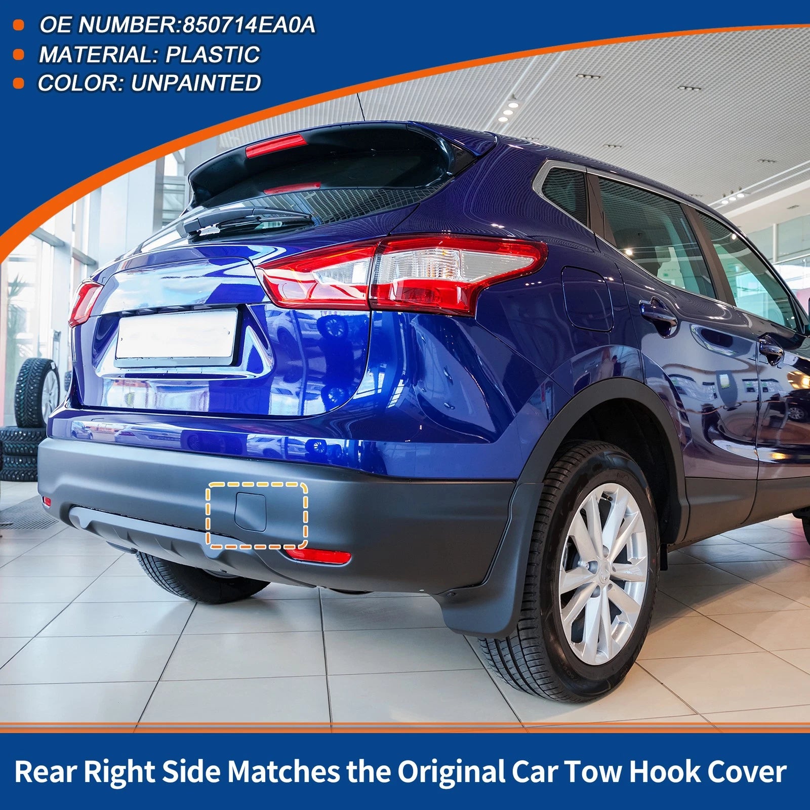 Tow Hook Cover for Nissan Qashqai J11 (2014–2023) No. 850714EA0A Unpainted