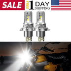 2X LED H4 9003 Bulbs for Motorcycle (6000K White Hi/Lo Beam)
