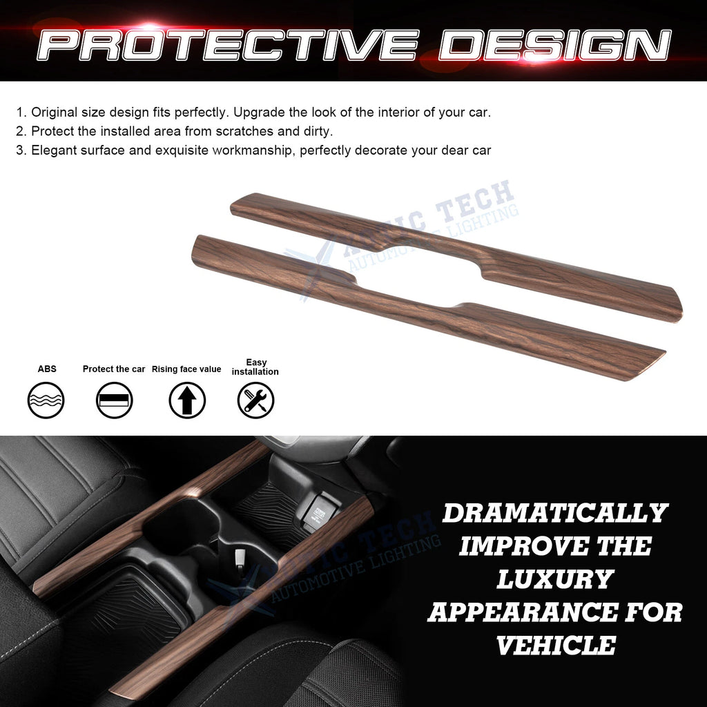 Peach Wood Style Console Cup Holder Panel Stripe Cover for Honda CR-V (2017-2020)