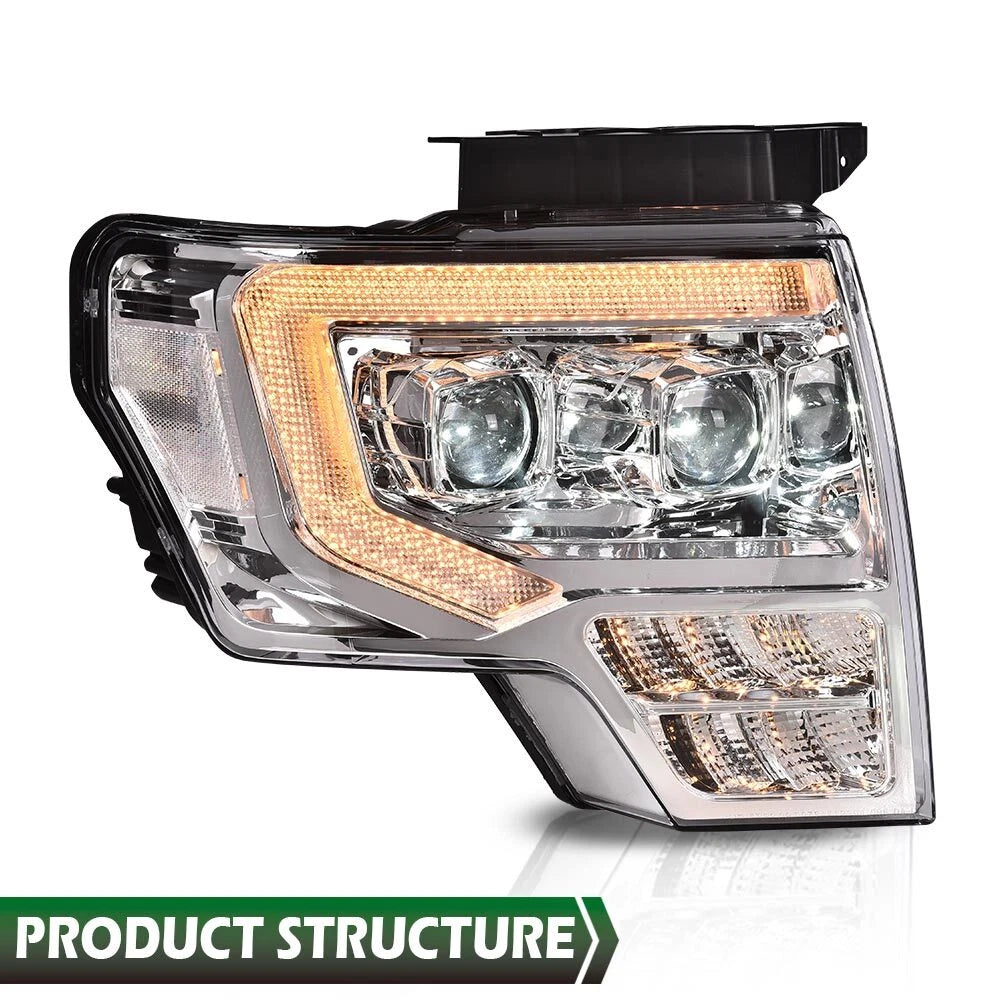 2X LED DRL Projector Headlights for Ford F150 (2009–2014)