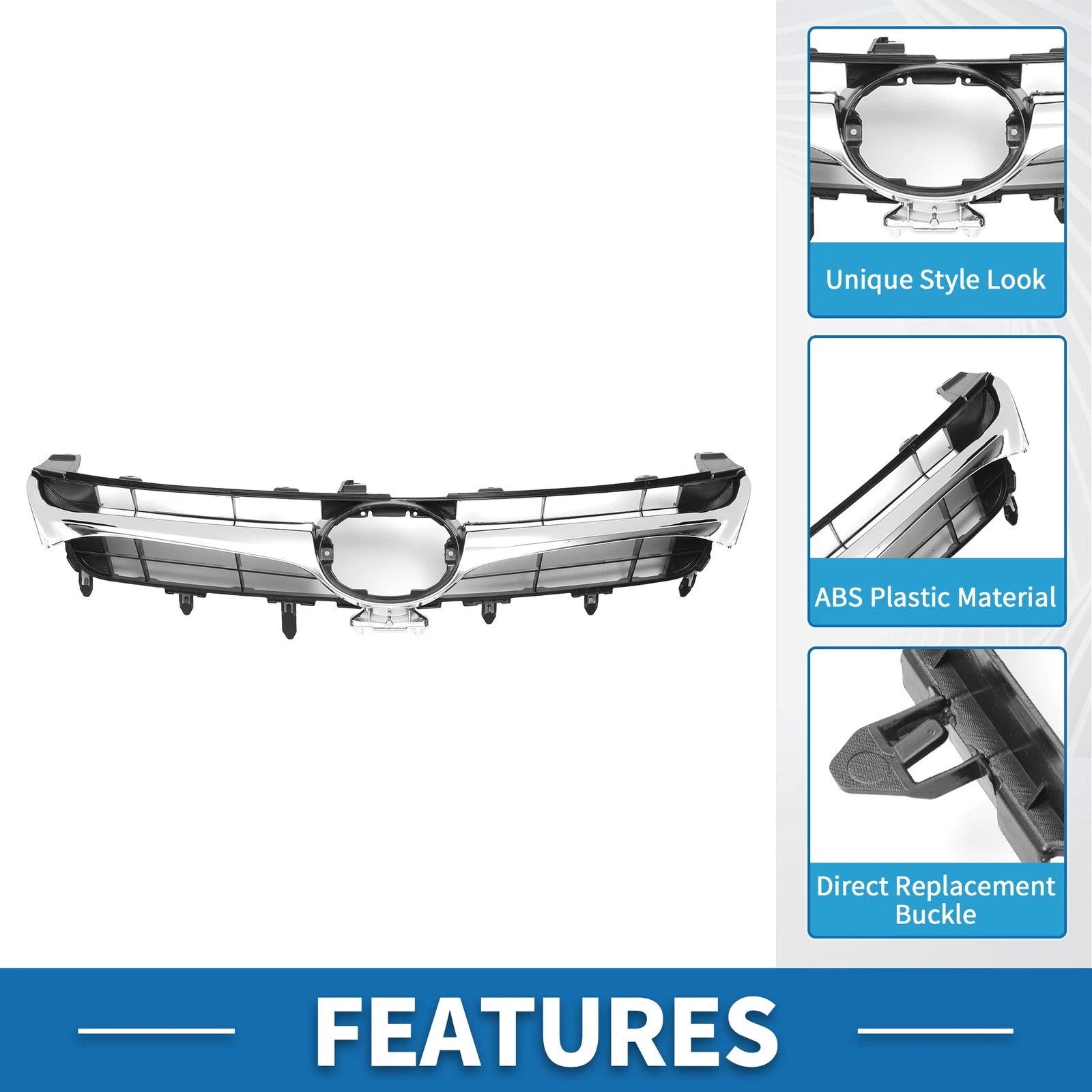 Front Hood Bumper Grille for Toyota Camry (2015) Chrome Silver Black