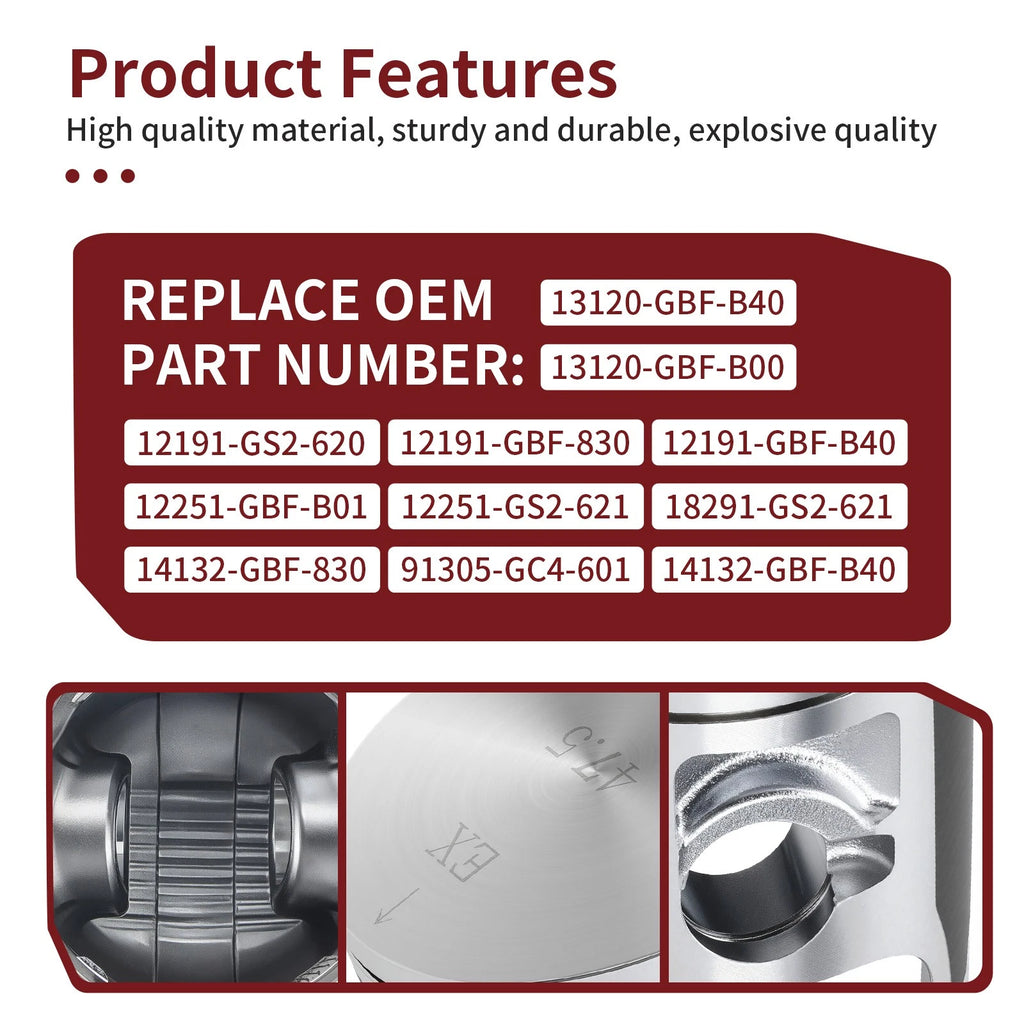 Top End Rebuild 47.5mm Piston Gasket Ring Kit for Honda CR85R CR85RB (2003–2007)