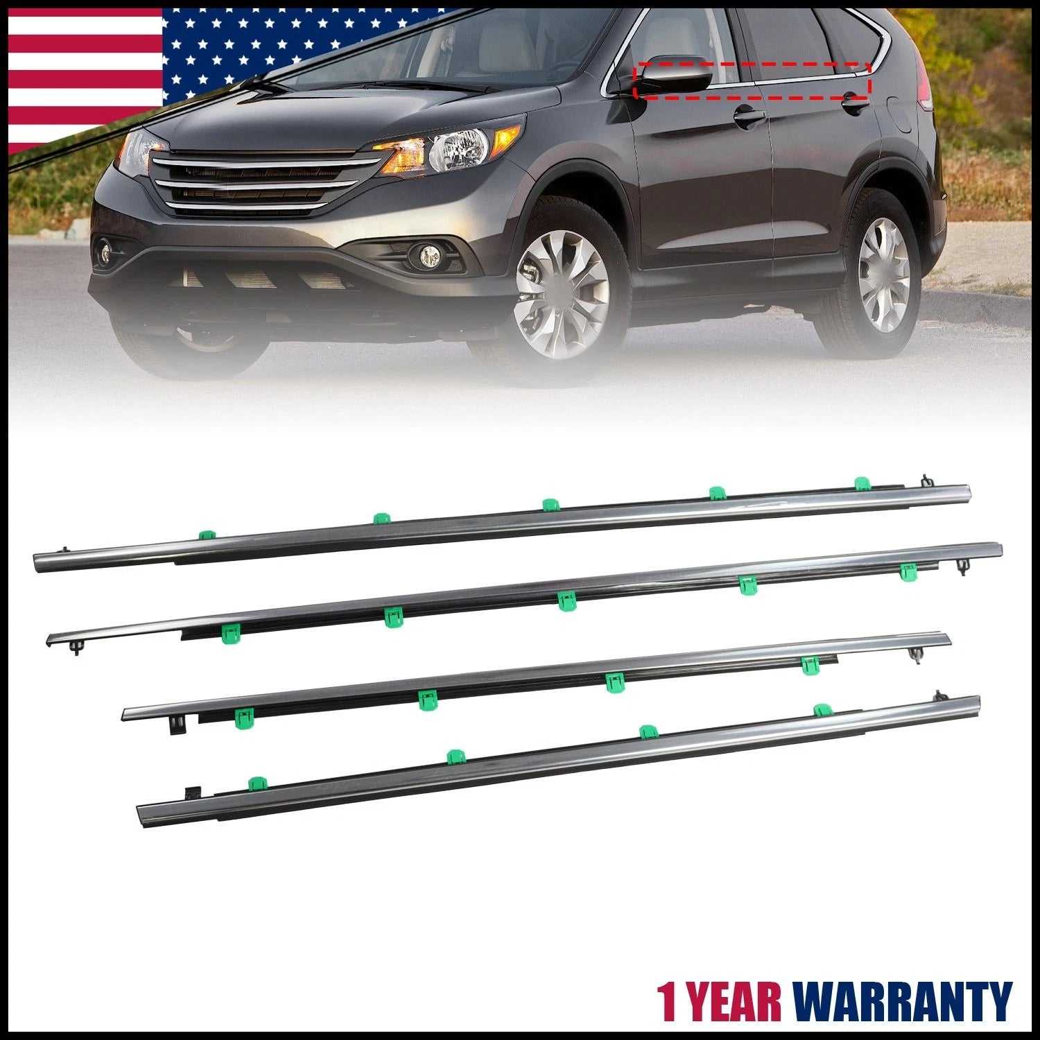4X Window Moulding Weatherstrip Seal for Honda CR-V (2007–2011)