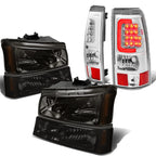 Smoked Crystal Headlight & Chrome 3D LED Tail Light Kit for Silverado (2003–2007)