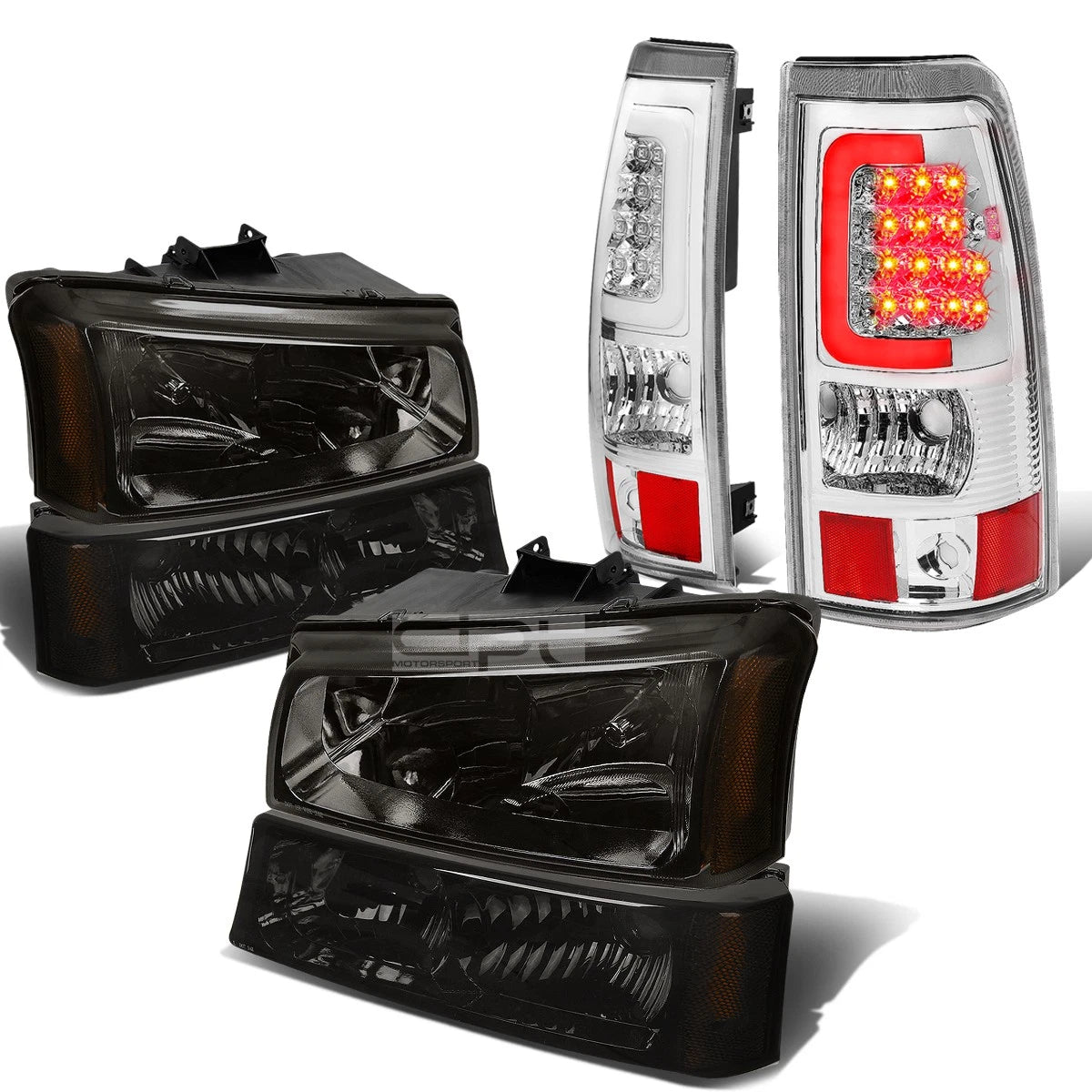 Smoked Crystal Headlight & Chrome 3D LED Tail Light Kit for Silverado (2003–2007)