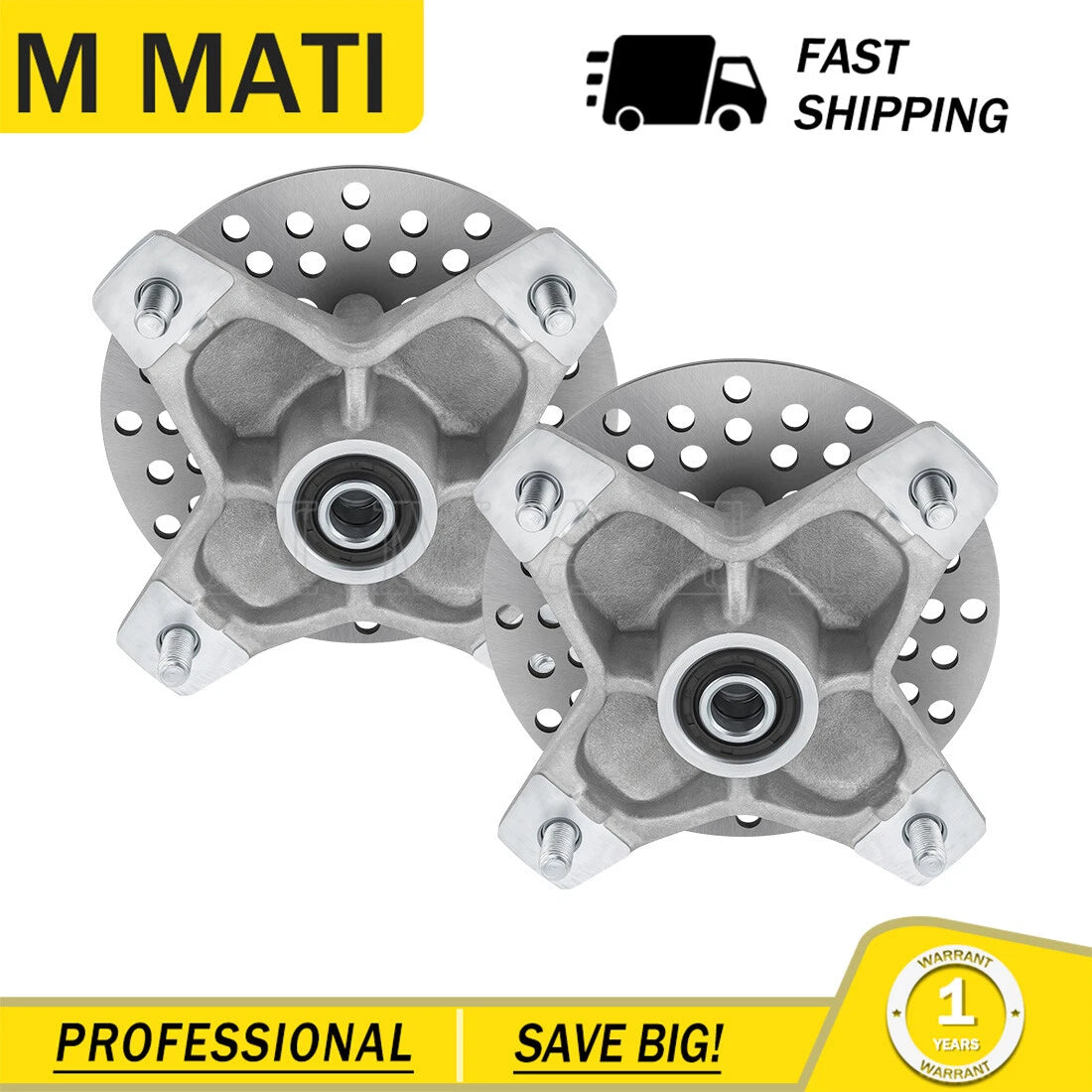 Front Wheel Hub Rotor w/ Bearings & Studs for Yamaha Raptor 660R (2001–2005)
