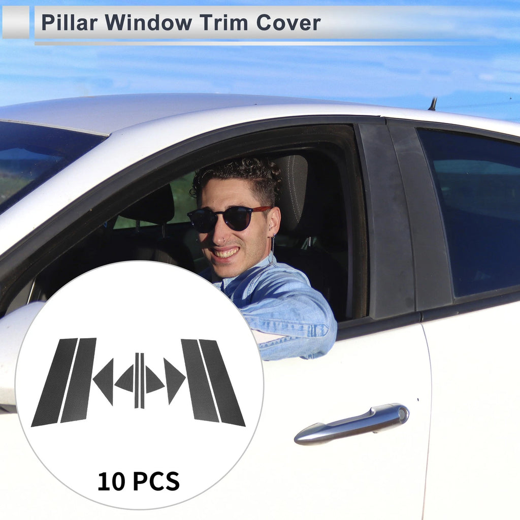 10pcs Door Pillar Window Trim for Mazda 3 Axela (2014–2018) Carbon Fiber
