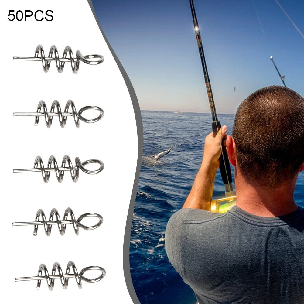 50pcs Lure Pogo Pins Spring Lock Pin Stainless Steel for Fishing Gear