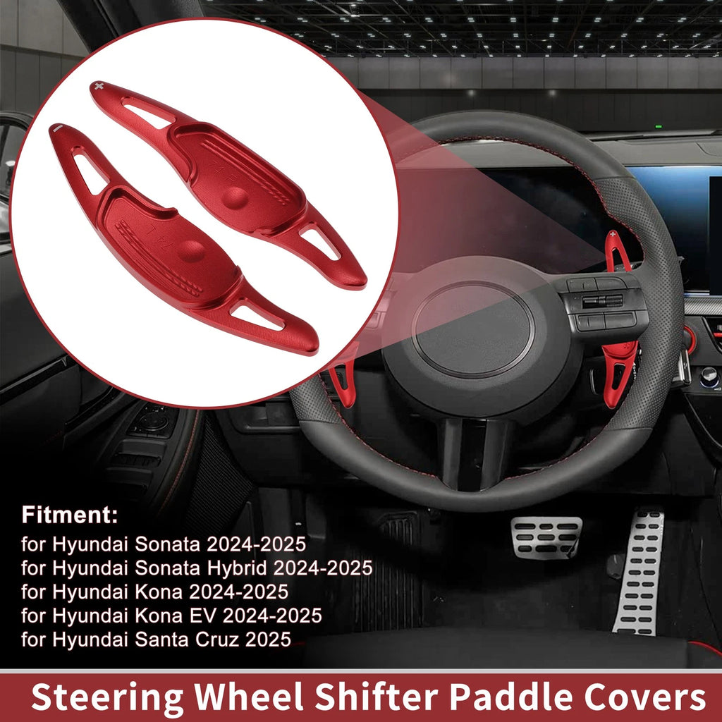 Red Aluminum Alloy Steering Wheel Shift Paddles for Hyundai Sonata (2015–2020)