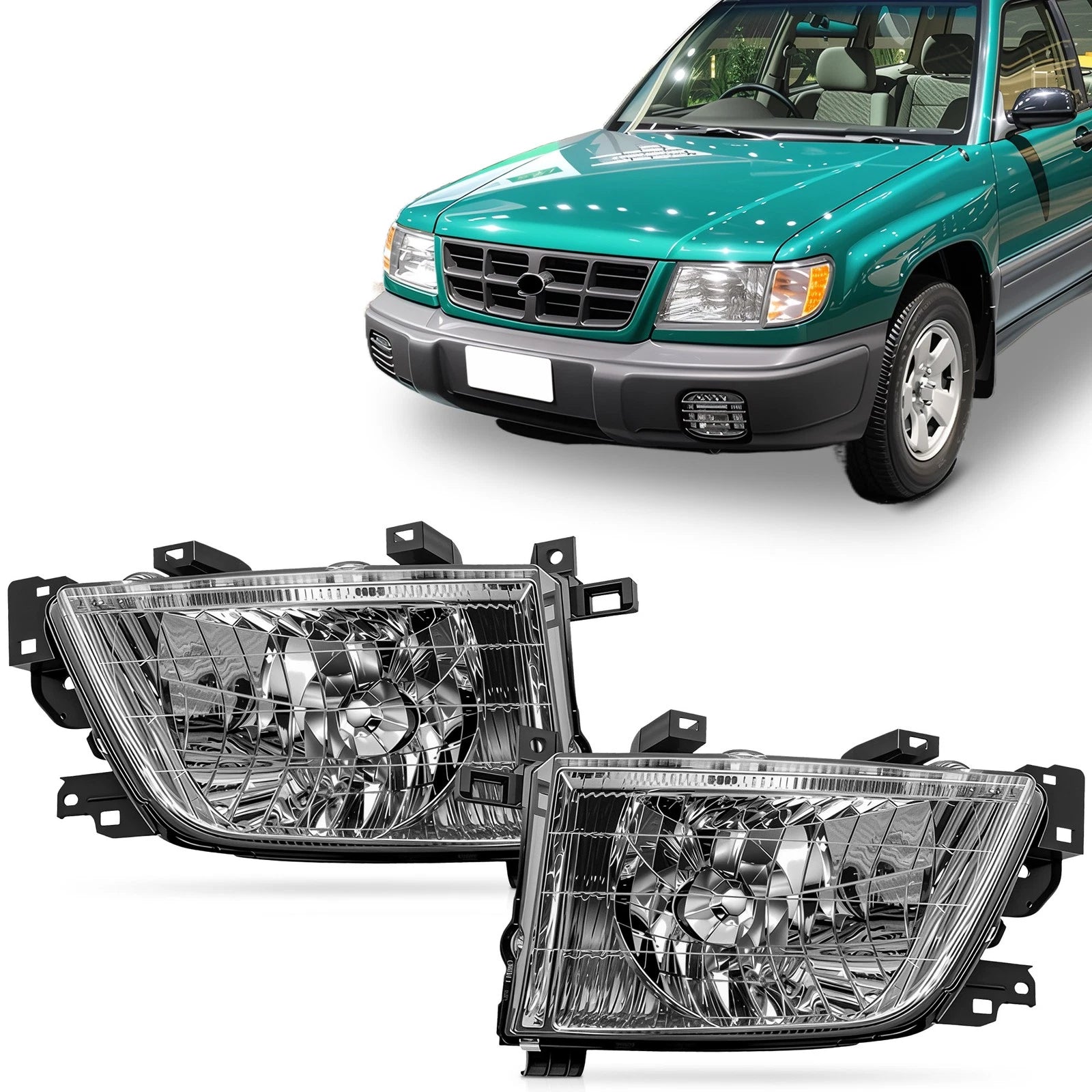 Headlight Set for Subaru Forester (2001–2002) - Left & Right, No Bulbs