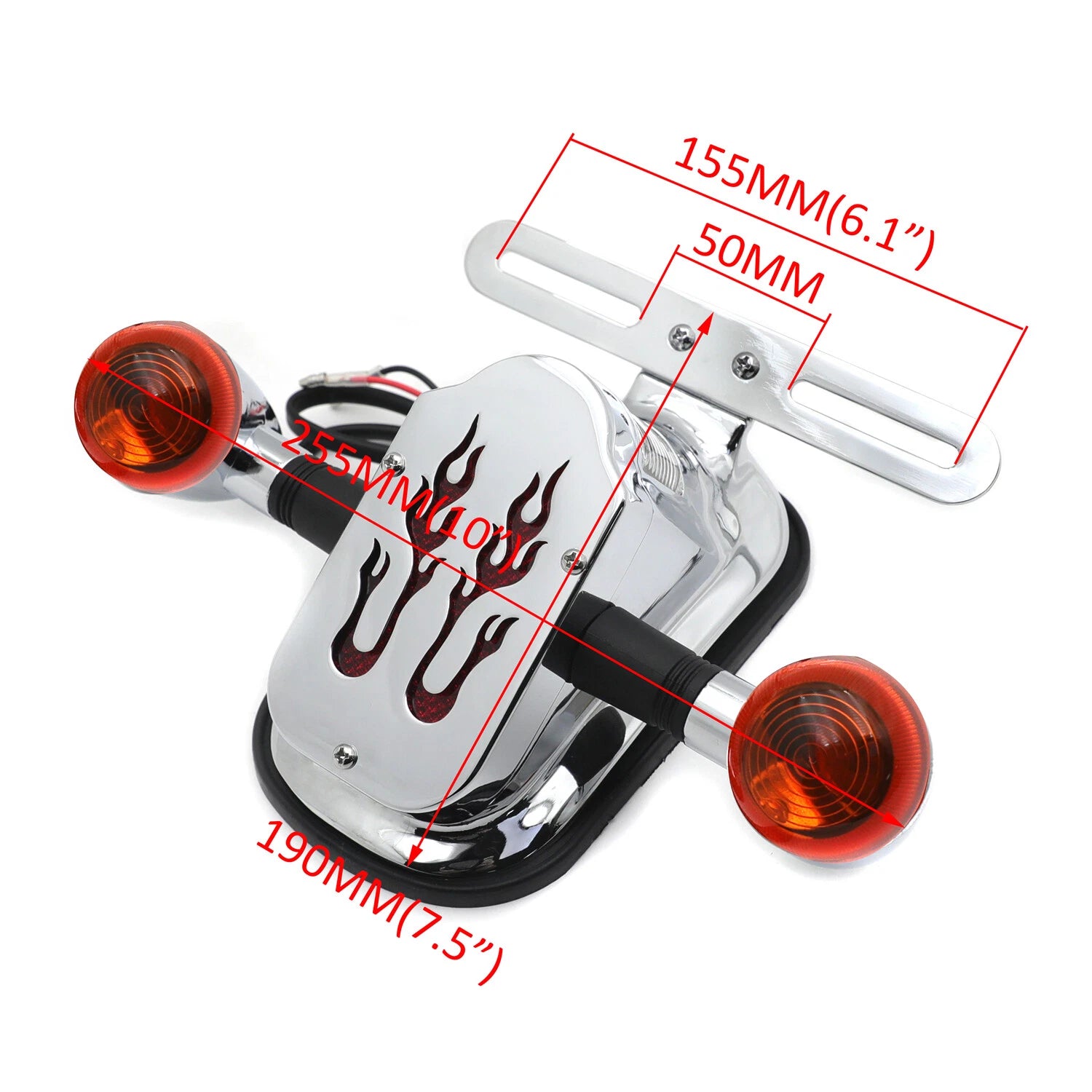 Chrome Flame Brake Tail Light with Turn Signal for Harley Cruiser Chopper (KT)