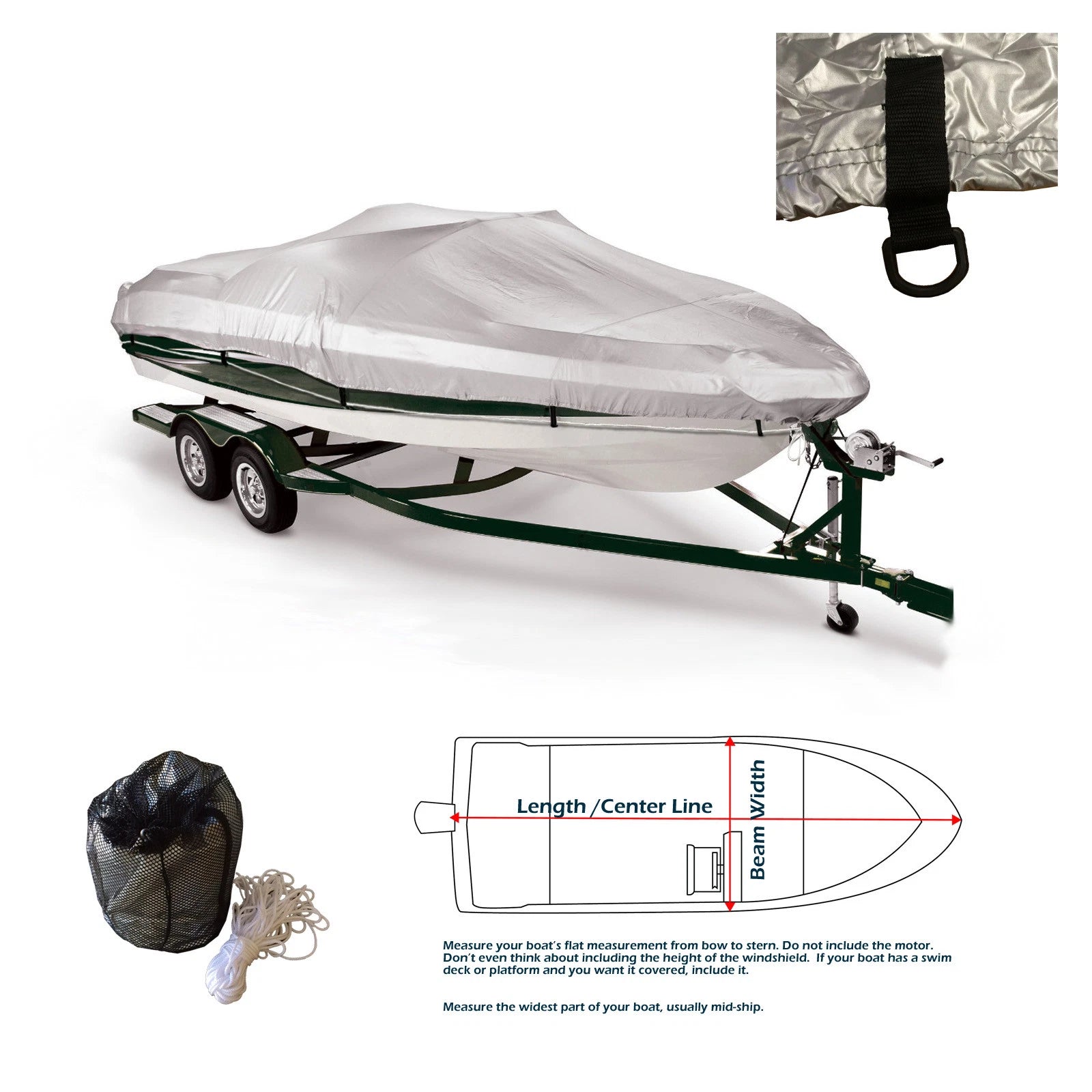Boat Cover for V-Hull Fishing Ski (14' - 16.5') Weatherproof