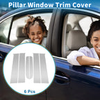 Set of 6 Door Pillar Window Trim for Ford Ranger (2023–2024) Silver Tone